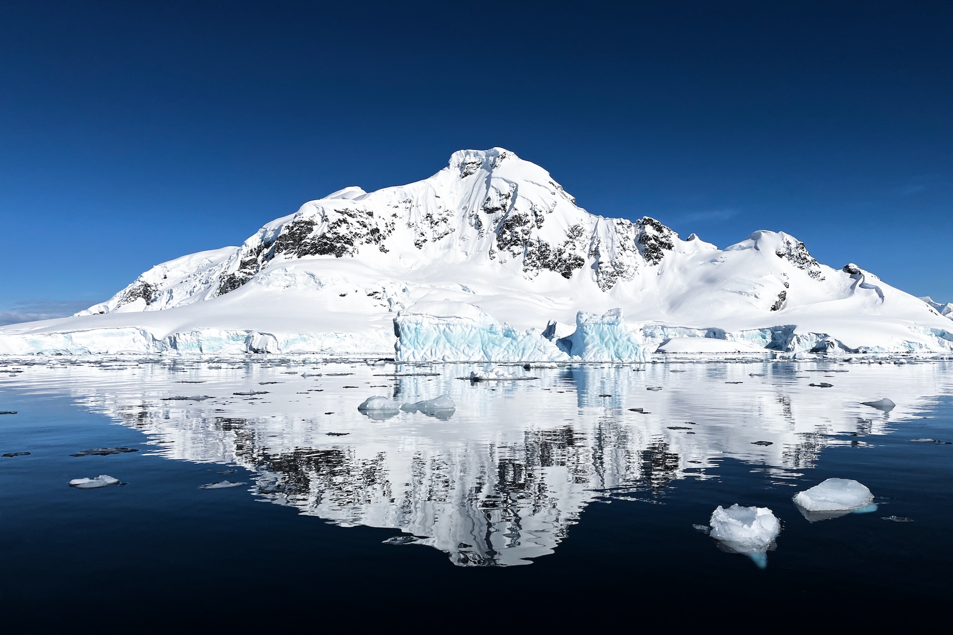 Antarctic mountain reflections